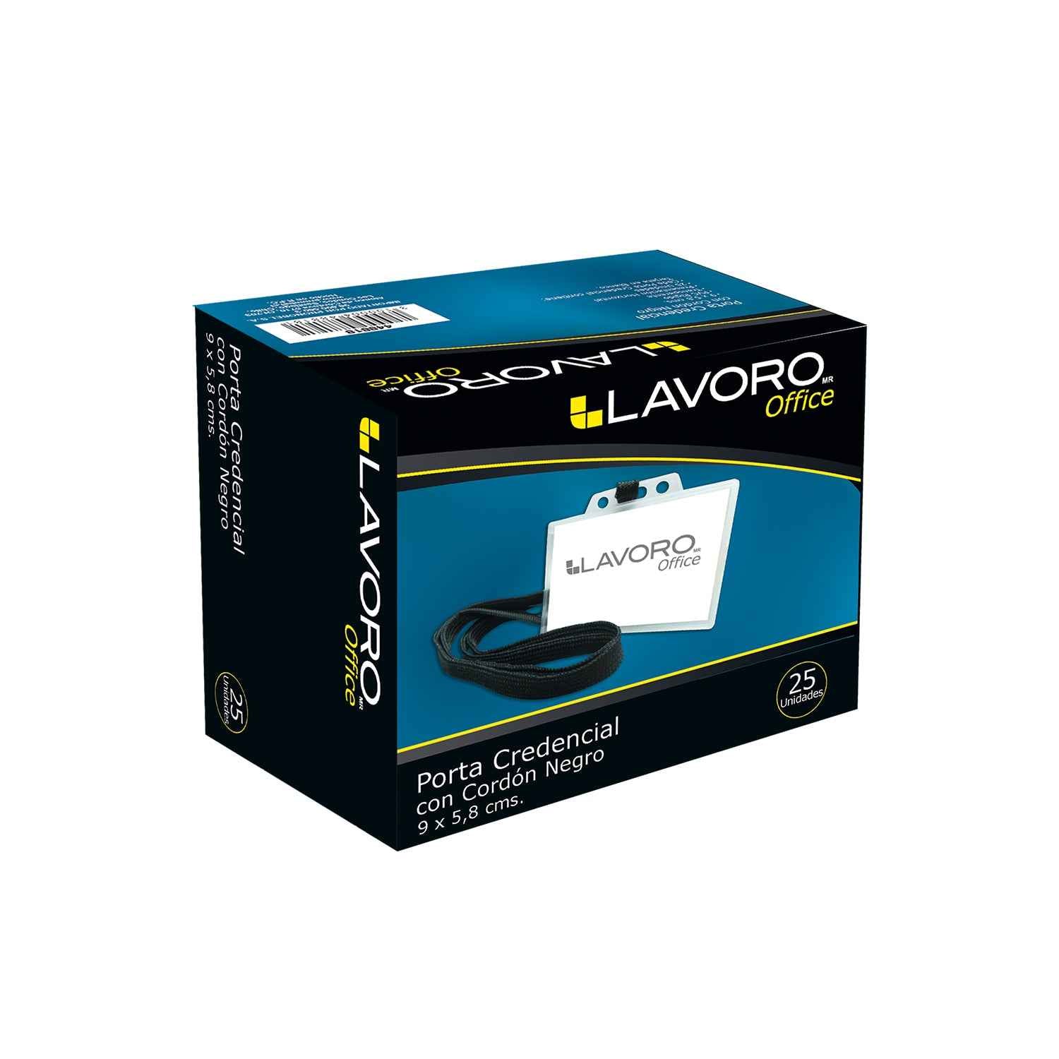 Porta Credencial 9 x 5,8 cm Con Cordón Negro 25 Uni | Lavoro